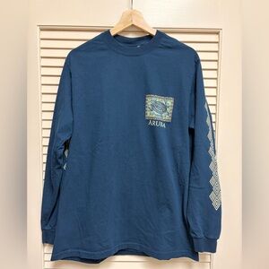 Yacht Club Aruba Shirt Mens Large Turtle Graphic Navy Beach Tourist Tropical Tee